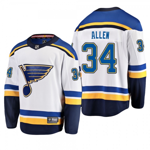 Men's St. Louis Blues Jake Allen #34 Away White Breakaway Player Cheap Jersey