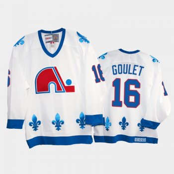 Michel Goulet #16 Quebec Nordiques Heritage Vintage White Replica Jersey