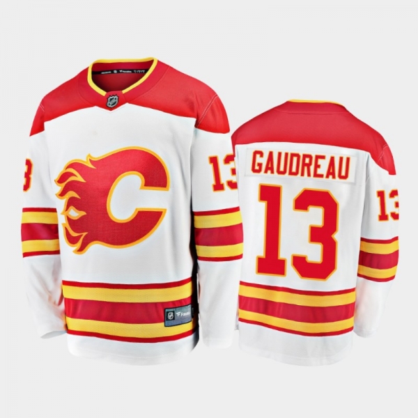 Calgary Flames Johnny Gaudreau #13 Away White 2020-21 Premier Jersey