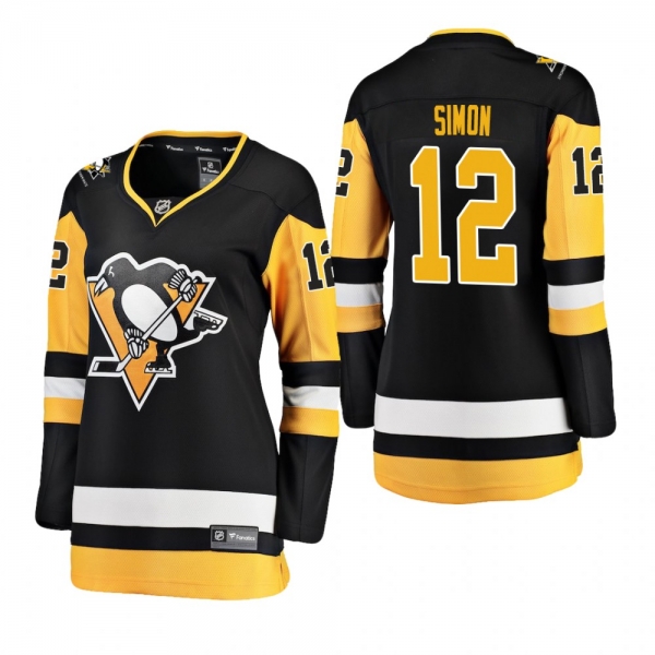 Women's Dominik Simon #12 Pittsburgh Penguins Home Breakaway Player Black Bargain Jersey