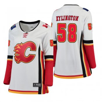 Women's Oliver Kylington #58 Calgary Flames Away Breakaway Player White Bargain Jersey