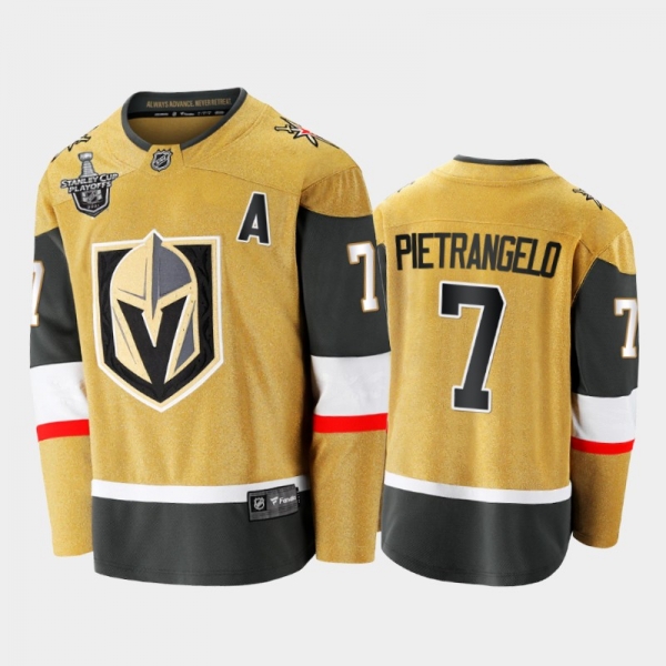 Men Vegas Golden Knights Alex Pietrangelo #7 2021 Stanley Cup Playoffs Gold First Jersey