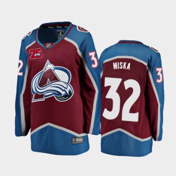 Women's 2020-21 Colorado Avalanche Hunter Miska #32 25th Anniversary Home Jersey - Burgundy