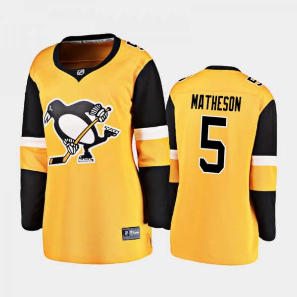 Women's 2020-21 Pittsburgh Penguins Mike Matheson #5 Alternate Breakaway Player Jersey - Gold