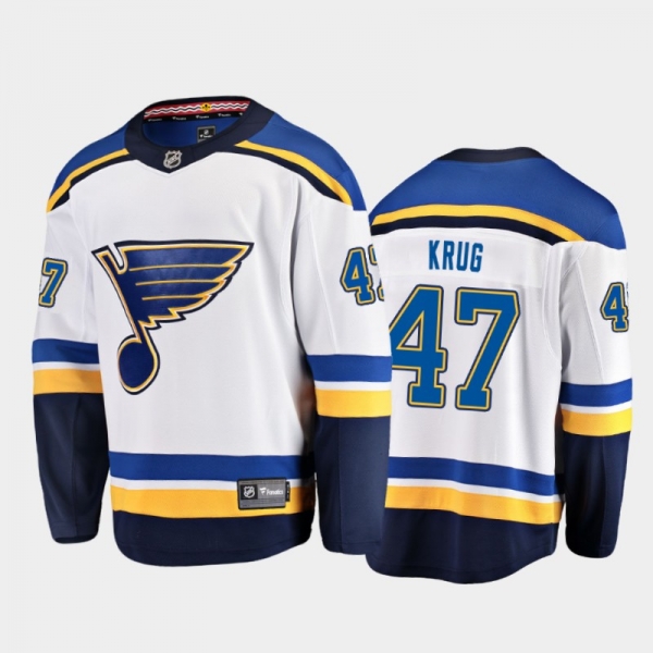 St. Louis Blues Torey Krug #47 Away White 2020-21 Breakaway Player Jersey