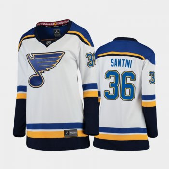 Women's 2021 St. Louis Blues Steven Santini #36 Away Jersey - White