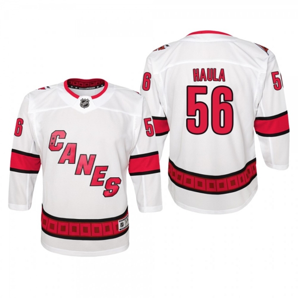 Youth Carolina Hurricanes Erik Haula #56 Away Premier White Jersey