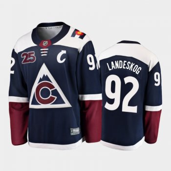 Men Colorado Avalanche Gabriel Landeskog #92 25th Anniversary Navy 2020-21 Alternate Jersey