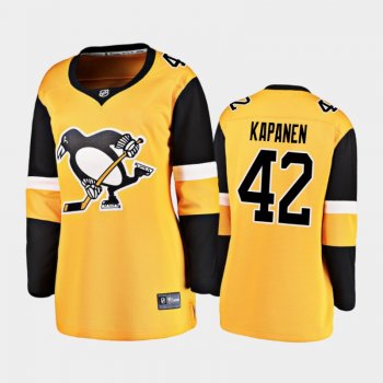 Women's 2020-21 Pittsburgh Penguins Kasperi Kapanen #42 Alternate Breakaway Player Jersey - Gold