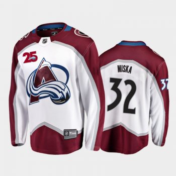 Men's Colorado Avalanche Hunter Miska #32 25th Anniversary White 2020-21 Away Jersey