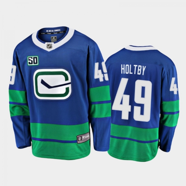 Vancouver Canucks Braden Holtby #49 Alternate Blue 2020-21 Breakaway Player Jersey