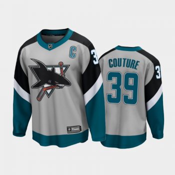 Men's San Jose Sharks Logan Couture #39 Reverse Retro Gray 2021 Special Edition Jersey