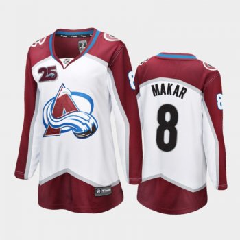 Women's 2020-21 Colorado Avalanche Cale Makar #8 25th Anniversary Away Jersey - White