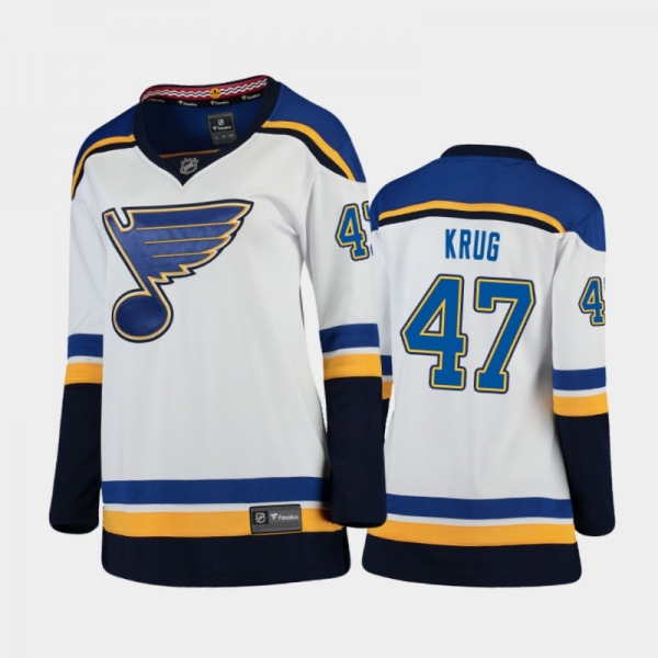 Women's 2020-21 St. Louis Blues Torey Krug #47 Away Breakaway Player Jersey - White