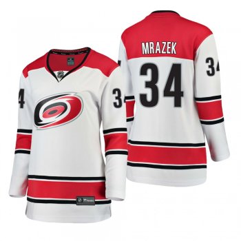 Women's Petr Mrazek Carolina Hurricanes Away White Breakaway Player Cheap Jersey