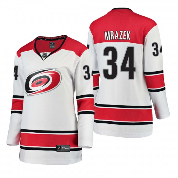 Women's Petr Mrazek Carolina Hurricanes Away White Breakaway Player Cheap Jersey