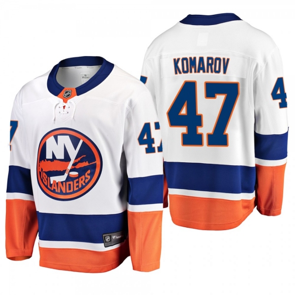 Men's New York Islanders Leo Komarov #47 Away White Breakaway Player Cheap Jersey