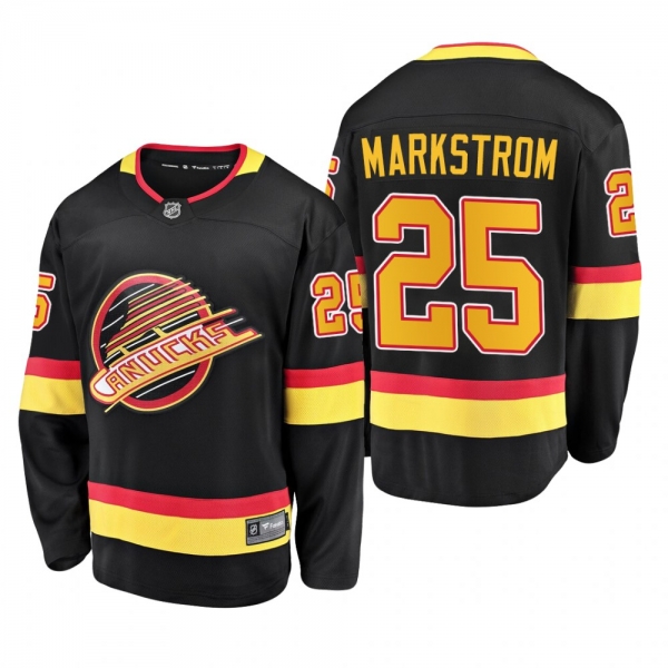 Jacob Markstrom #25 Canucks 90's Flying Skate 50th Anniversary Black Premier Breakaway Player Jersey