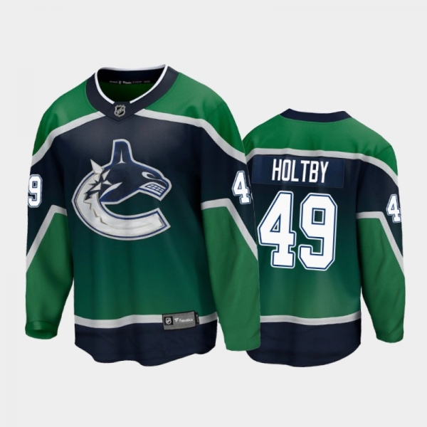 Men's Vancouver Canucks Braden Holtby #49 Special Edition Green 2021 Jersey