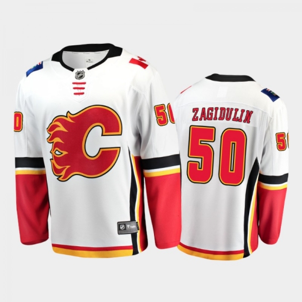 Calgary Flames Artyom Zagidulin #50 Away White Breakaway Player Jersey