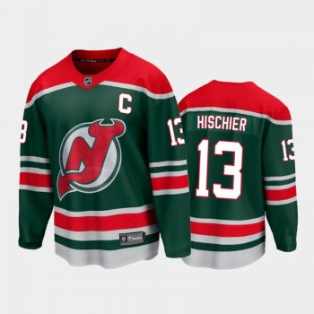 Men's New Jersey Devils Nico Hischier #13 Special Edition Green 2021 Jersey