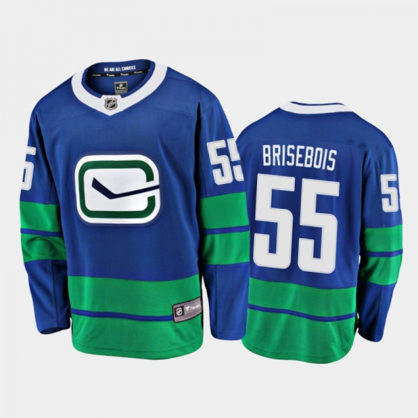 Men's Vancouver Canucks Guillaume Brisebois #55 Alternate Blue 2020-21 Breakaway Player Jersey