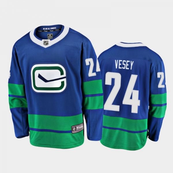 Men's Vancouver Canucks Jimmy Vesey #24 Alternate Blue 2021 Breakaway Jersey