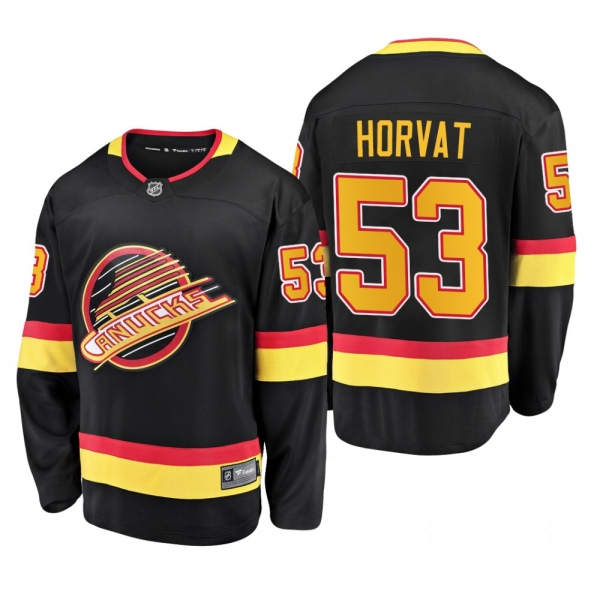 Bo Horvat #53 Canucks 90's Flying Skate 50th Anniversary Black Premier Breakaway Player Jersey