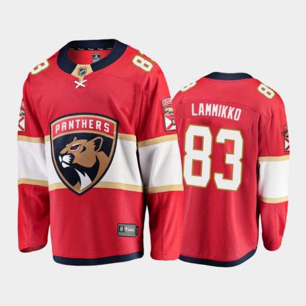 Men's Florida Panthers Juho Lammikko #83 Home Red 2020-21 Breakaway Player Jersey