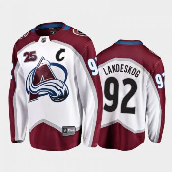 Men Colorado Avalanche Gabriel Landeskog #92 25th Anniversary White 2020-21 Away Jersey