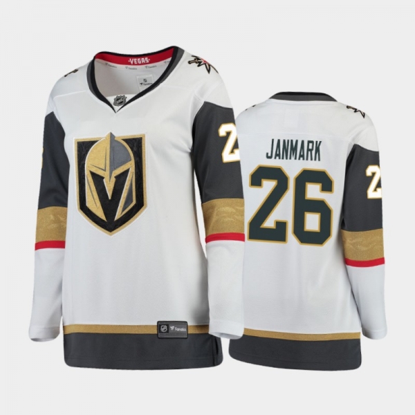 Women's 2021 Vegas Golden Knights Mattias Janmark #26 Away Jersey - White