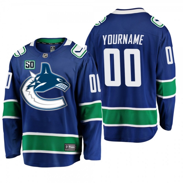 Canucks Custom #00 50th Anniversary Home Jersey - Blue