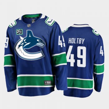 Vancouver Canucks Braden Holtby #49 Home Blue 2020-21 Breakaway Player Jersey