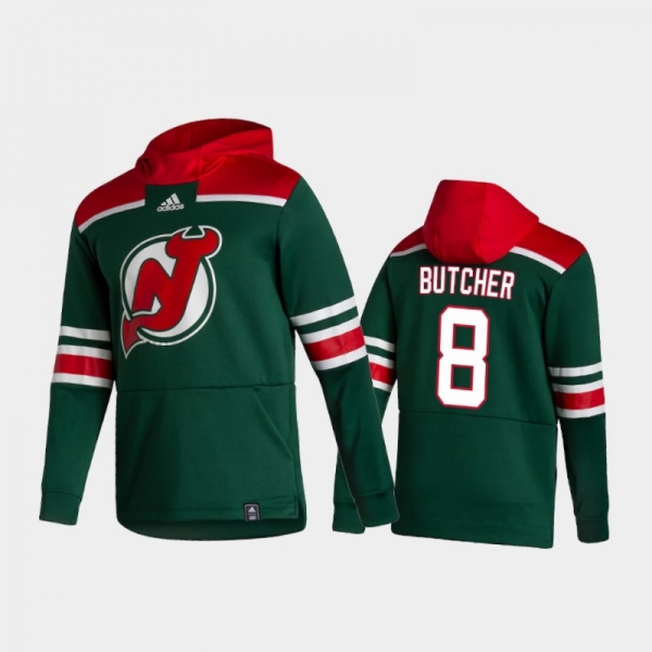 Men's New Jersey Devils Will Butcher #8 Authentic Pullover Special Edition 2021 Reverse Retro Green Hoodie