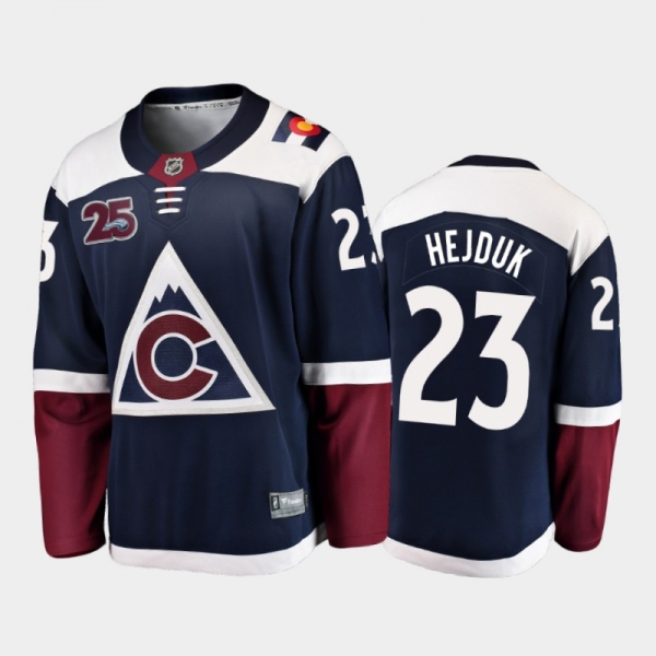 Men Colorado Avalanche Milan Hejduk #23 25th Anniversary Navy 2020-21 Alternate Jersey