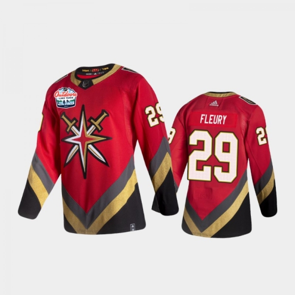 Men's Vegas Golden Knights Marc-Andre Fleury #29 2021 Lake Tahoe Red Authentic Patch Jersey