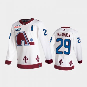 Men's Colorado Avalanche Nathan MacKinnon #29 2021 Lake Tahoe White Authentic Patch Jersey