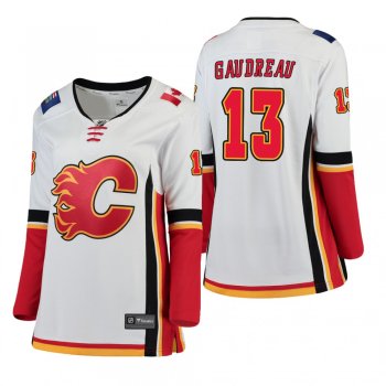 Women's Johnny Gaudreau #13 Calgary Flames Away Breakaway Player White Bargain Jersey