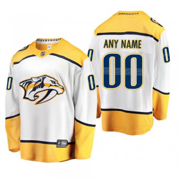 Men's Nashville Predators Custom #00 Away White Breakaway Player Cheap Jersey