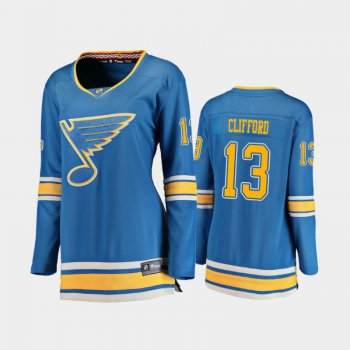 Women's 2020-21 St. Louis Blues Kyle Clifford #13 Alternate Breakaway Player Jersey - Blue