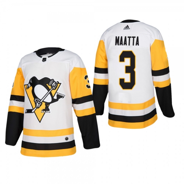 Men's Pittsburgh Penguins Olli Maatta #3 Away White Away Authentic Player Cheap Jersey