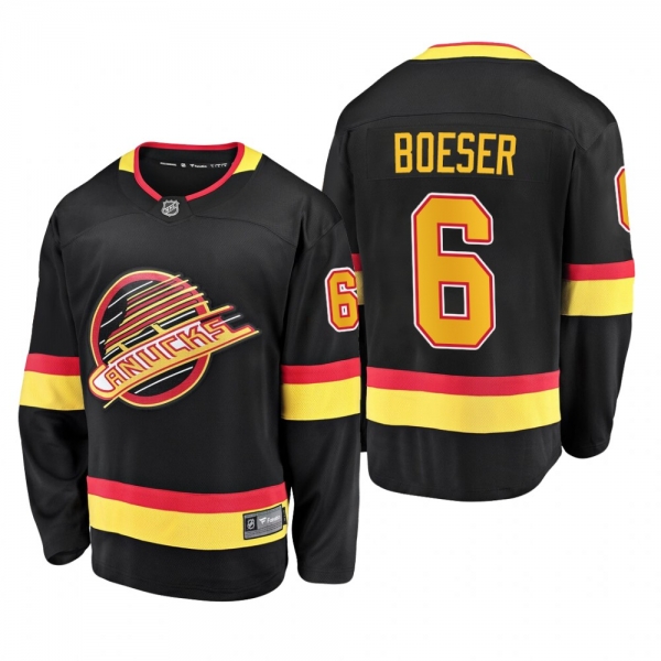 Brock Boeser #6 Canucks 90's Flying Skate 50th Anniversary Black Premier Breakaway Player Jersey