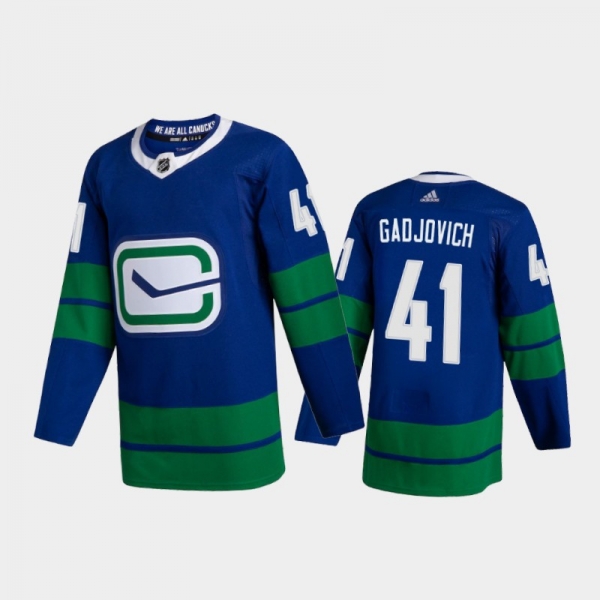 Vancouver Canucks Jonah Gadjovich #41 Alternate Blue 2020-21 Authentic Jersey