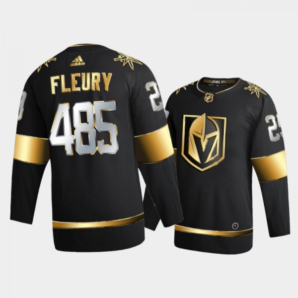 Men Vegas Golden Knights Marc-Andre Fleury #29 485th Career Win Black Golden Limited Jersey