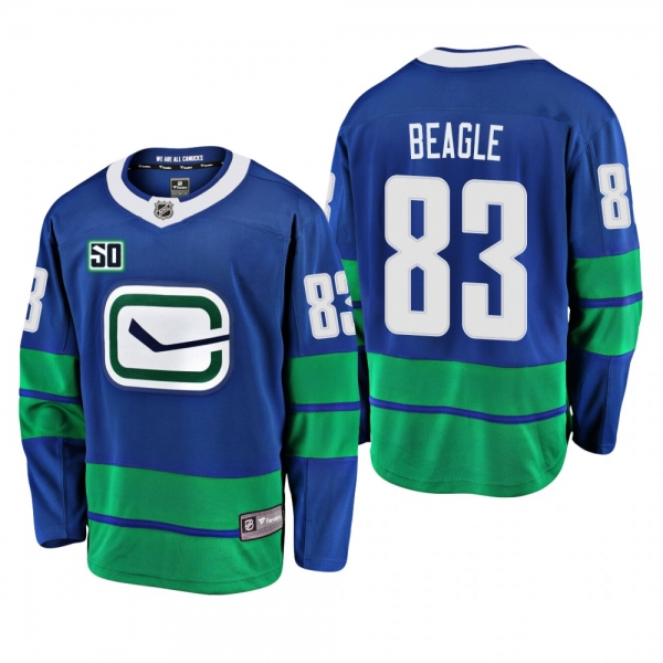 Canucks Jay Beagle #83 50th Anniversary Alternate Jersey - Blue