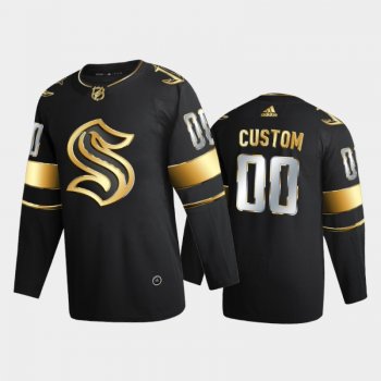 Men's Seattle Kraken Custom #00 2020-21 Authentic Golden Black Limited Edition Jersey