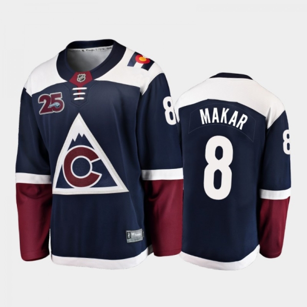 Men Colorado Avalanche Cale Makar #8 25th Anniversary Navy 2020-21 Alternate Jersey