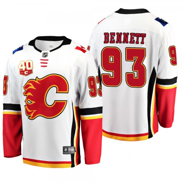 Calgary Flames Sam Bennett #93 40th Anniversary White Away Jersey