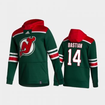 Men's New Jersey Devils Nathan Bastian #14 Authentic Pullover Special Edition 2021 Reverse Retro Green Hoodie