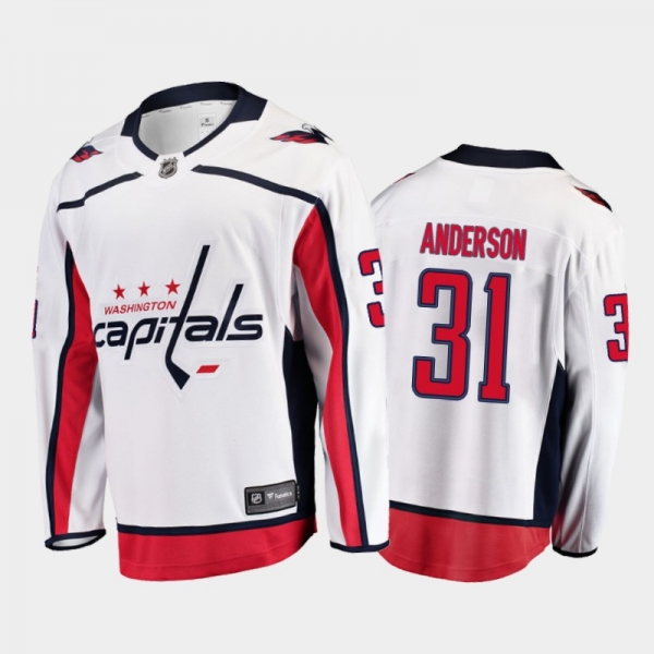 Men's Washington Capitals Craig Anderson #31 Away White 2020-21 Breakaway Player Jersey